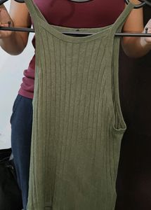 H&amp;M Olive Green Stripes Top