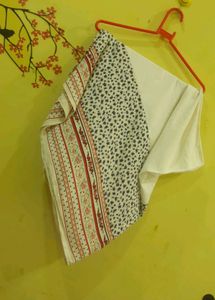 White Printed Cotton Stole🤍