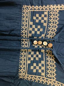 Navy Blue Cotton Blend Shirt