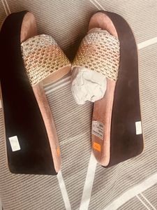 Nude Velvet Wedges