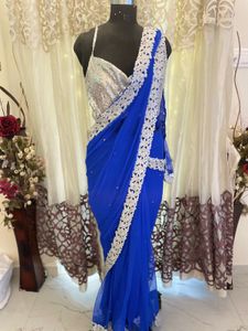 Elegant Blue Embellished Saree