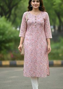 Floral Print Cotton Kurta