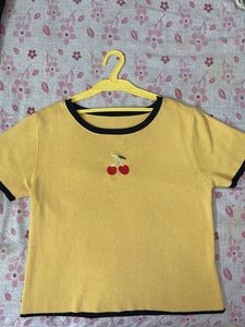 Cute Cherry Embroidered Tee