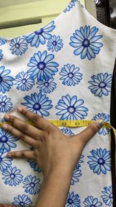 White Top With Blue Flower