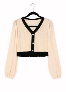Cream &amp; Black Cropped Cardigan