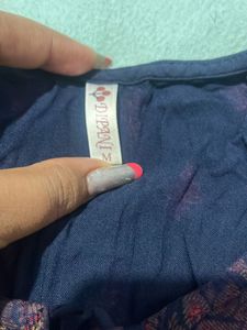 Navy Blue Tunic with Red Print