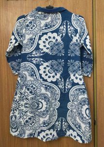 Blue &amp; White Floral Print Button-Down Dress