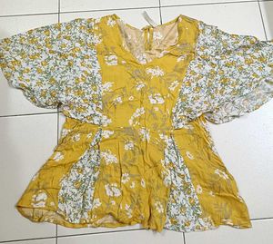 Yellow Floral Peplum Top