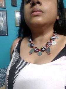 Rare Vintage Millefiori Beads And Coin Boho Choker