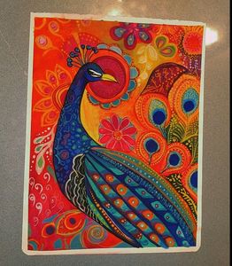 Beautiful Peacock Folk Art Painting