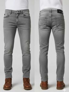 Grey Jeans Slim Fit Denim Pants
