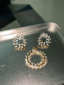 Set Of A Gold Finish Dollar & Earrings
