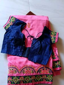 Pink Embroidered Saree