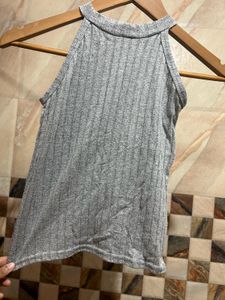 Halter Neck Ribbed Vest Top