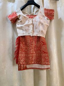 Bengali white&amp;red Saree