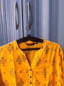 Rang man h Yellow Printed Kurta-Xl