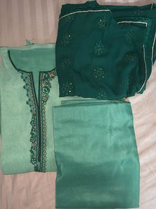 Sea Green Suit Material Unstitched