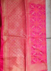 Pink N Golden Banarasi Silk Saree