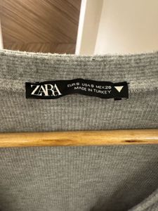 ZARA Grey Pearl Embellished Cardigan