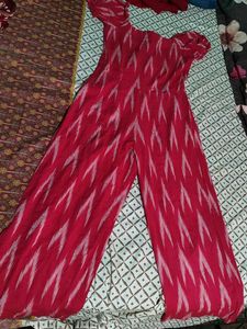 Stylish Red & White Jumpsuit