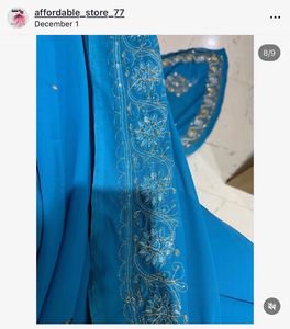 Elegant Blue Embellished Saree