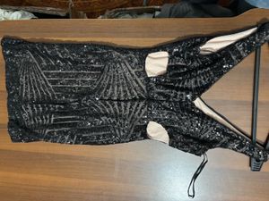 bebe Black Sequin Bodycon Mini Dress