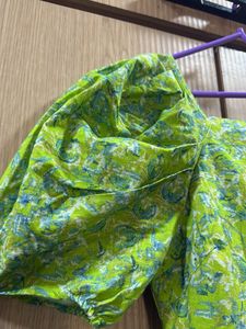 Branded Green Floral Puff Sleeve Dress from Turkey