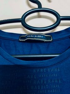 Rare Rabbit Stylish Men's Blue Graphic T-Shirt