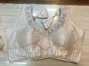 Silver Silk Sequins Blouse