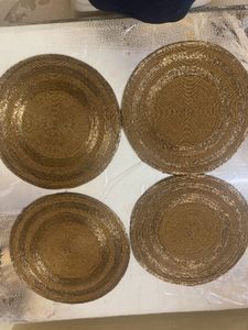 CANVASS Decorative Handmade Beaded Golden Round Pl