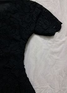 Florally Handcrafted Black Straight Top