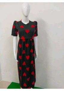 Heart Print Midi Dress