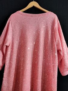 Oversized Top Pink Sequin Worked To