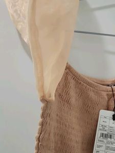 Sale Cute Korean Chic Organza Puff Sleeve Top
