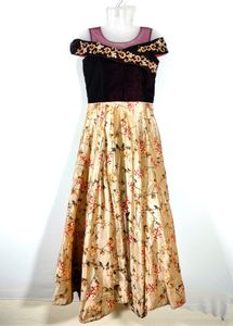 Burgundy n Cream  Colour Women Gowns