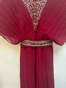 Elegant Burgundy Embellished Gown