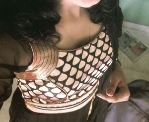 Black anarkali with net and brocade