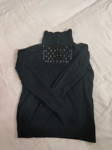 Embroidered Turtleneck Top