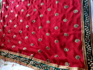 Bright Red Saree For Festivals