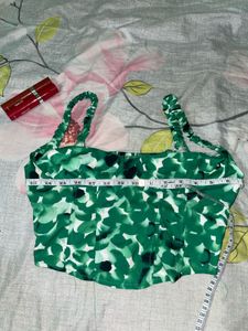 Green Floral Corset Top