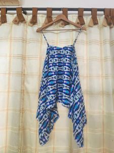 Blue &amp; White Spaghetti Strap HandkerchiefTop