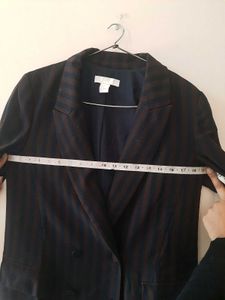 Double Breasted Blazer H&amp;M Blue and brown stripes