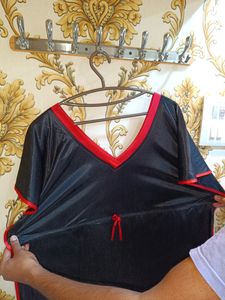 Honeymoon Night Gown - Black Satin Kaaftan