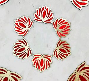 10(Small) Lotus Shape Wooden MDF Cutouts