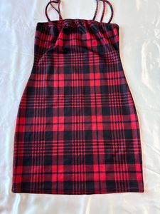 Shein Black &amp; Red Checked Sleeveless Dress