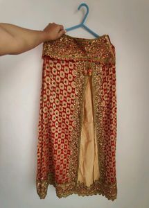 Maroon And Cream Lehenga Set (Women)