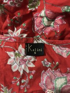 red floral printed short kurta