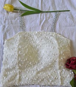 White Chain Strap Crop Top