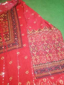 Red Printed Kurta