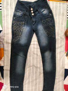 Embellished High-Waisted Jeans